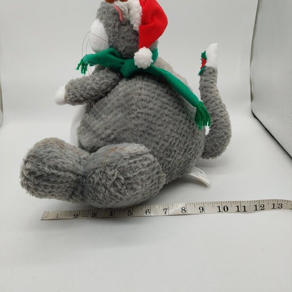 Fat Cat Gray White Plush Design West Neiman Marcus Stuffed Animal Christmas - Picture 4 of 12